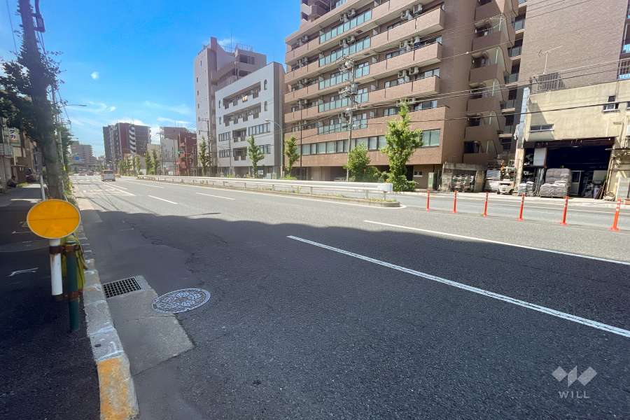 敷地南西側の前面道路（北西側から）