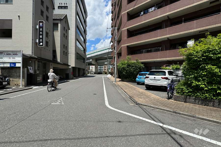 敷地の西側前面道路（南側から）
