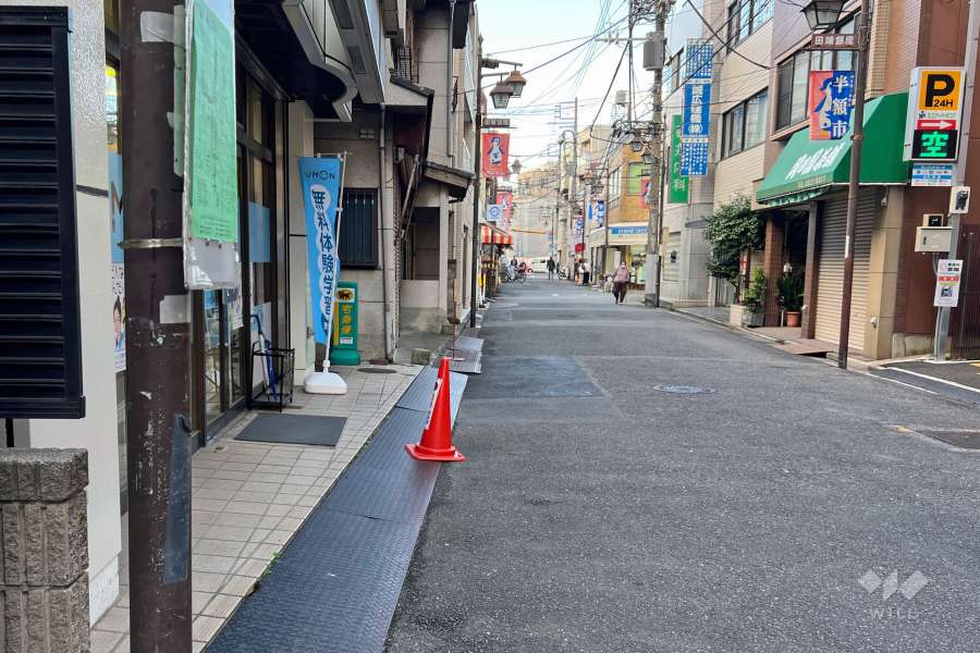 敷地の北東側前面道路（南東側から）