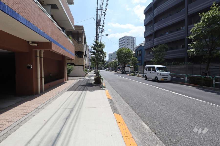 敷地西側の前面道路
