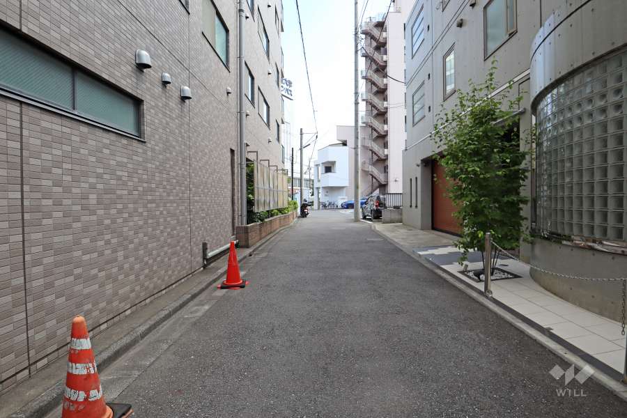 敷地南側の前面道路（西側から）