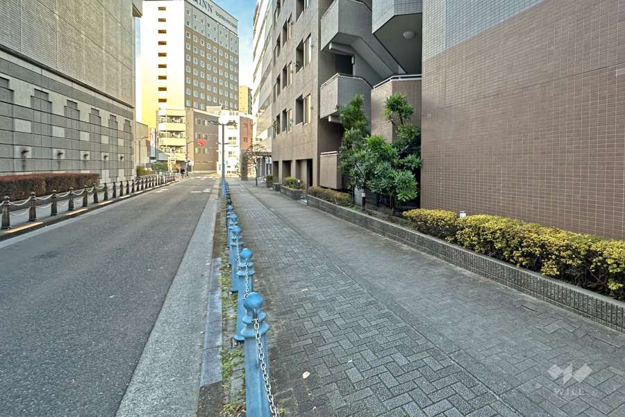 敷地南西側の前面道路（南東側から）