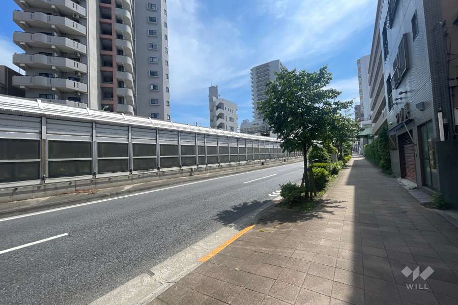 敷地の南側前面道路（東側から）