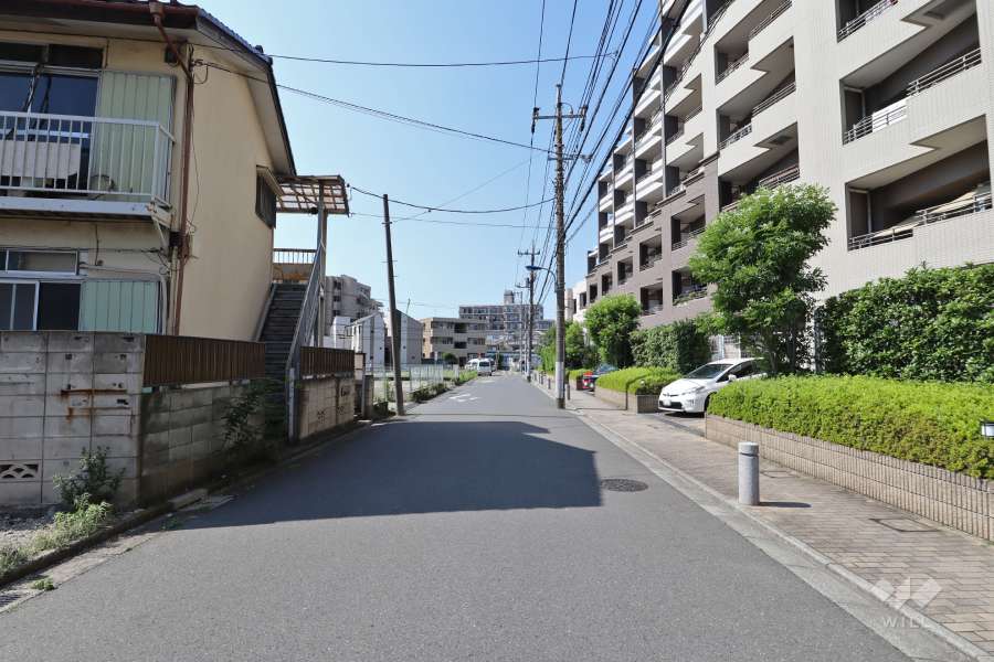 敷地西側の前面道路（南側から）