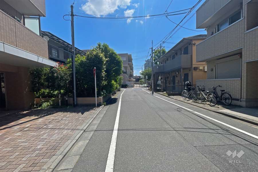 敷地の南側前面道路（西側から）