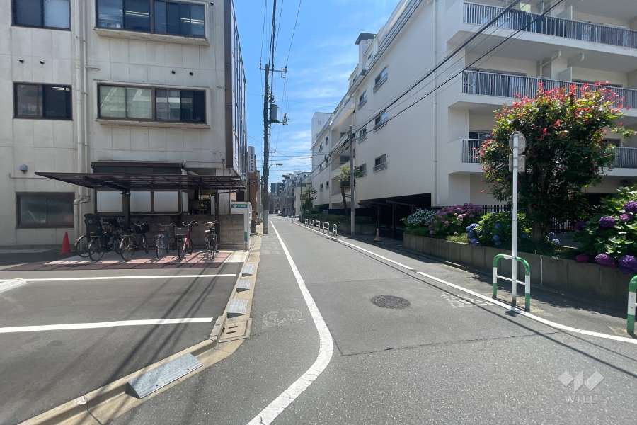 敷地北側の前面道路（西側から）