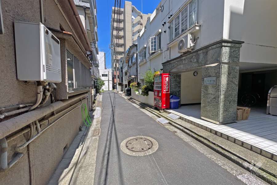 敷地の北側前面道路（西側から）