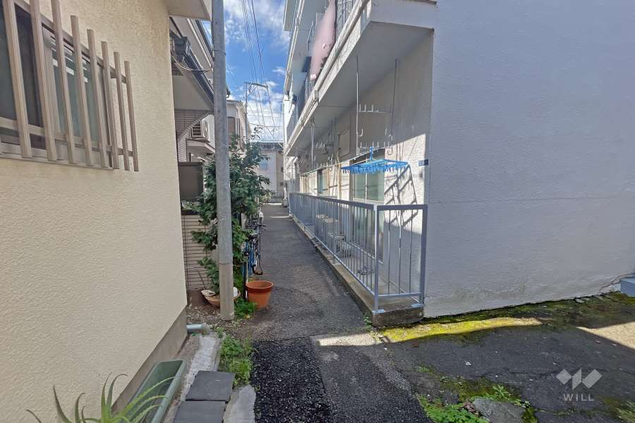 敷地の南側前面道路（東側から）
