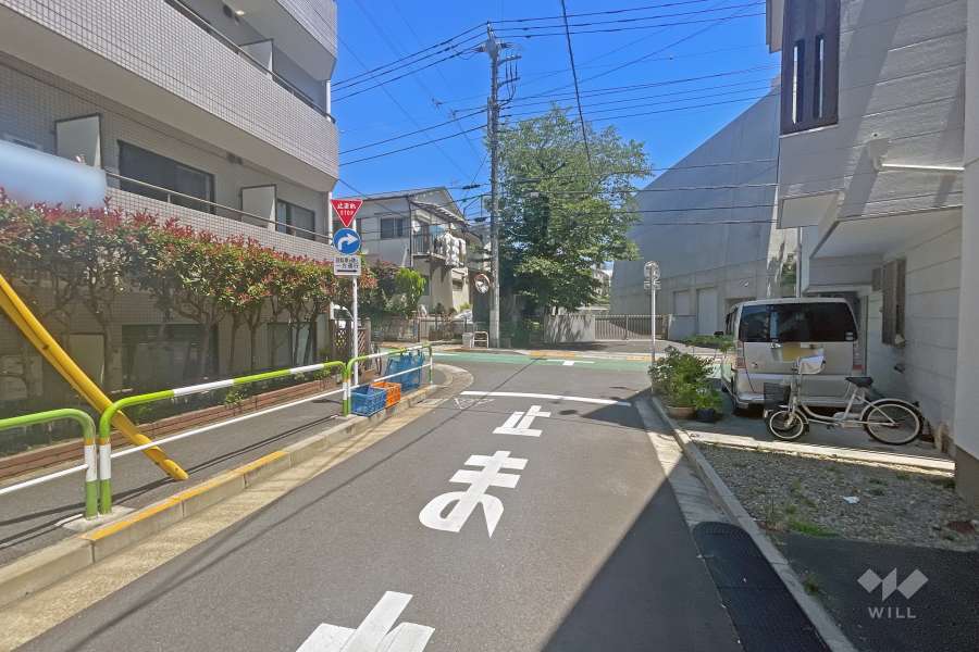 敷地の南西側前面道路（北西側から）