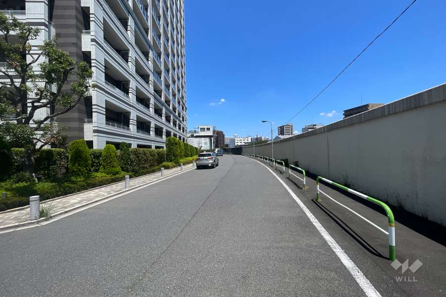 敷地南側の前面道路（西側から）