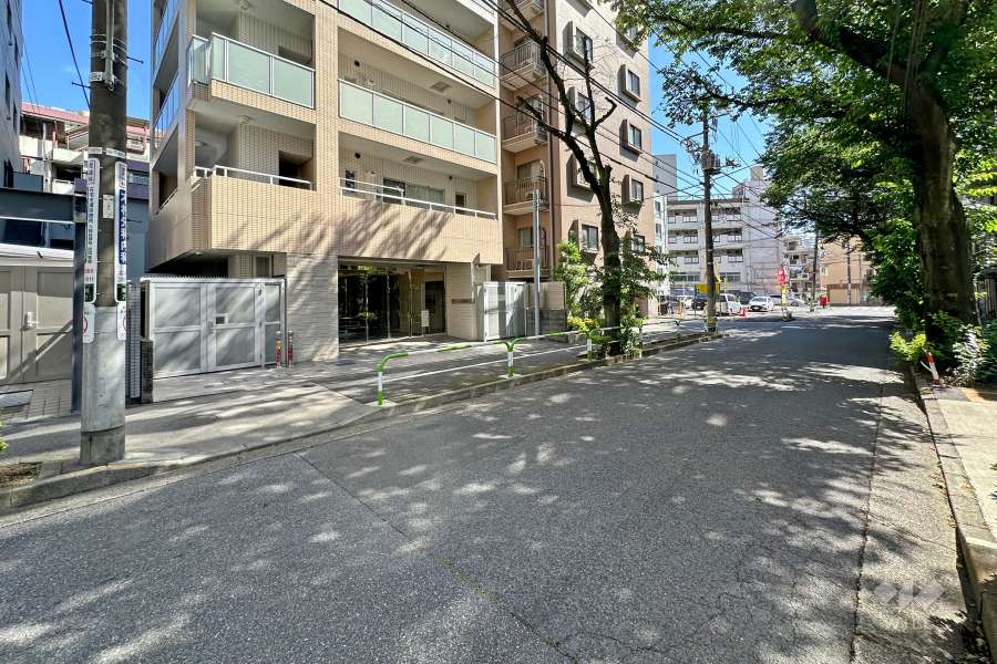 敷地北西側の前面道路（北東側から）