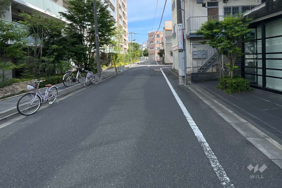 敷地の東側前面道路（北側から）