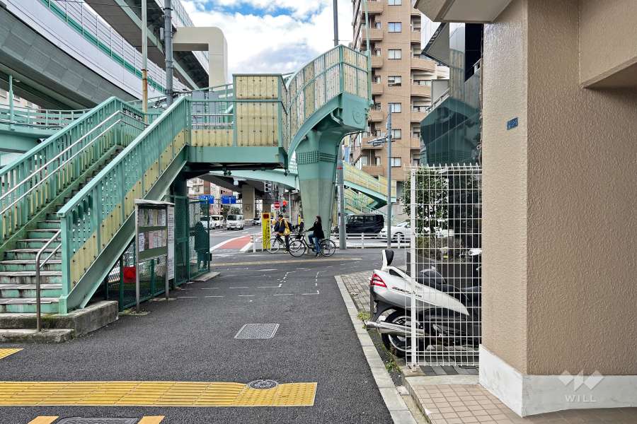 敷地の南西側前面道路（南東側から）