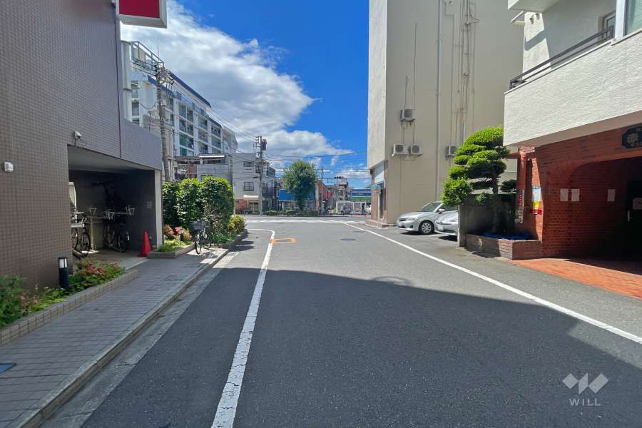 敷地南西側の前面道路（南東側から）