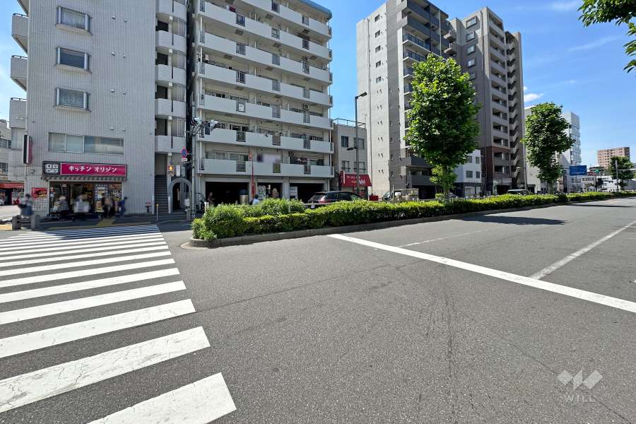 敷地東側の前面道路（南側から）