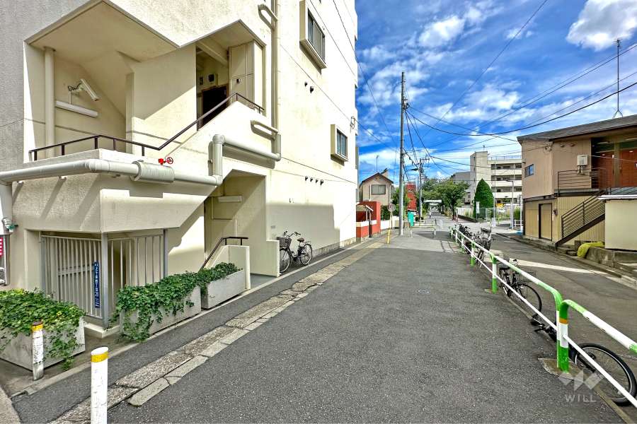 敷地の西側前面道路（北側から）