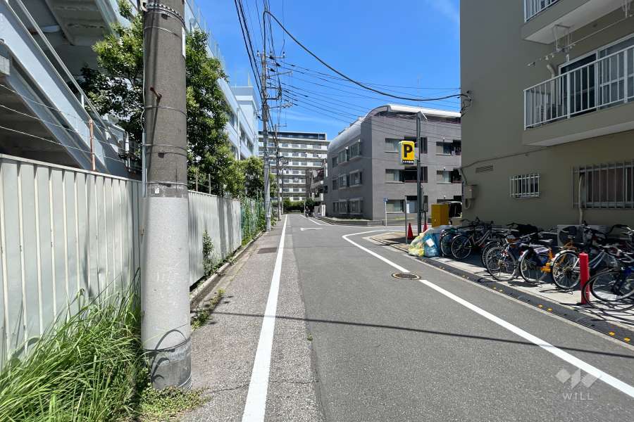敷地の西側前面道路（南側から）
