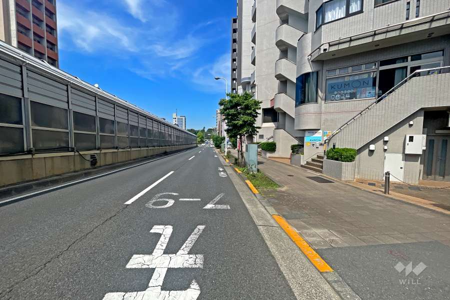 敷地の北側前面道路（西側から）