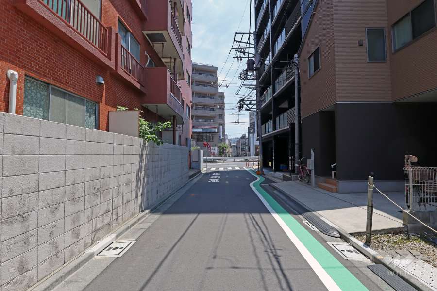 敷地南側の前面道路（西側から）