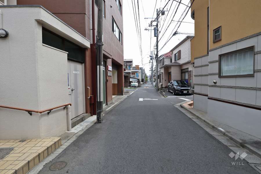 敷地西側の前面道路（北側から）