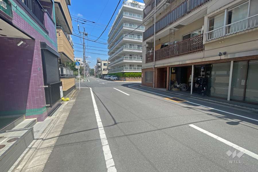 敷地の西側前面道路（南側から）