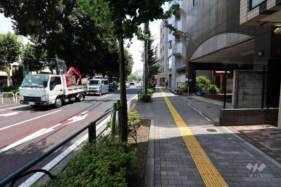 敷地北東側の前面道路（北西側から）