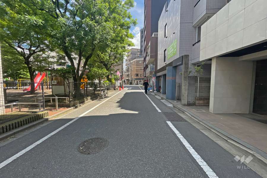 敷地の東側前面道路（北側から）