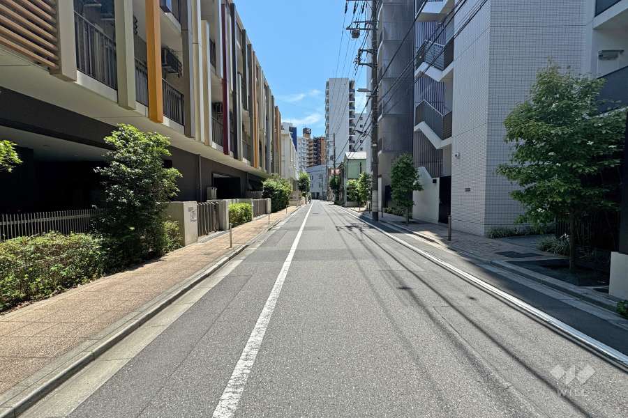敷地北東側の前面道路（北西側から）