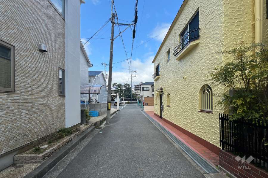 敷地南西側の前面道路（南東側から）