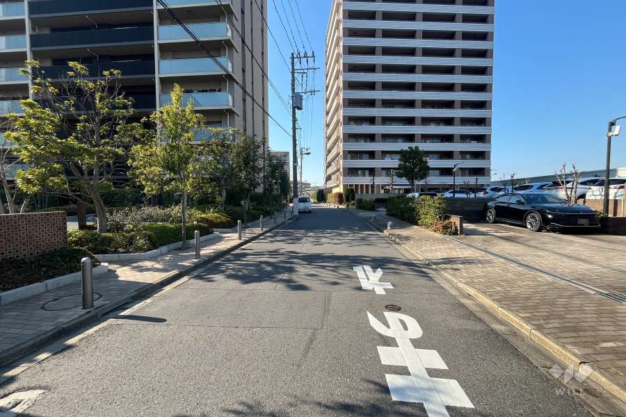 敷地東側の前面道路(南側から)