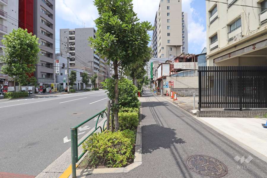 敷地南西側の前面道路（南東側から）