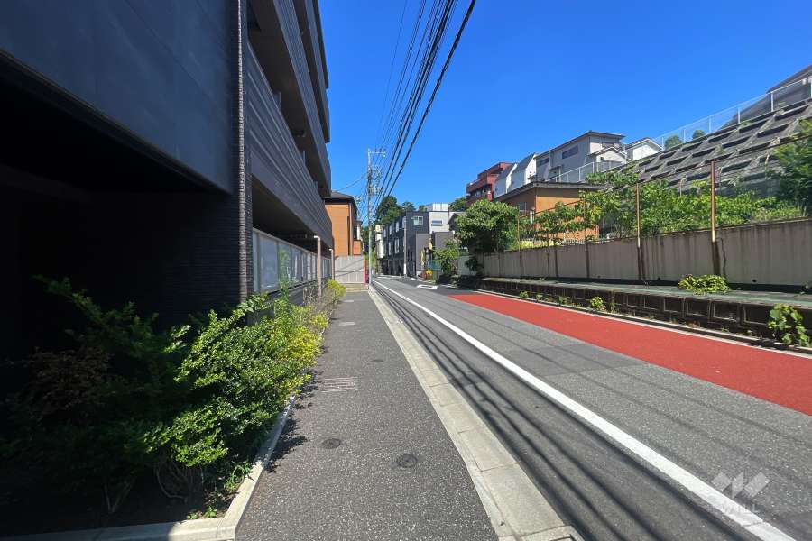 敷地南側の前面道路（西側から）