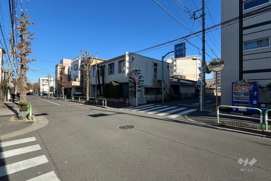 敷地の北西側前面道路（南西側から）