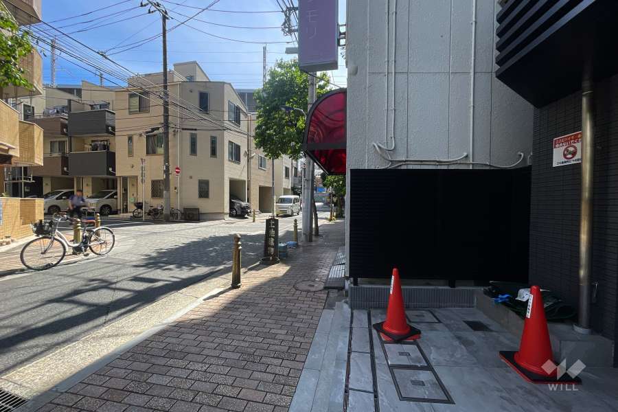 敷地南東側の前面道路（北東側から）