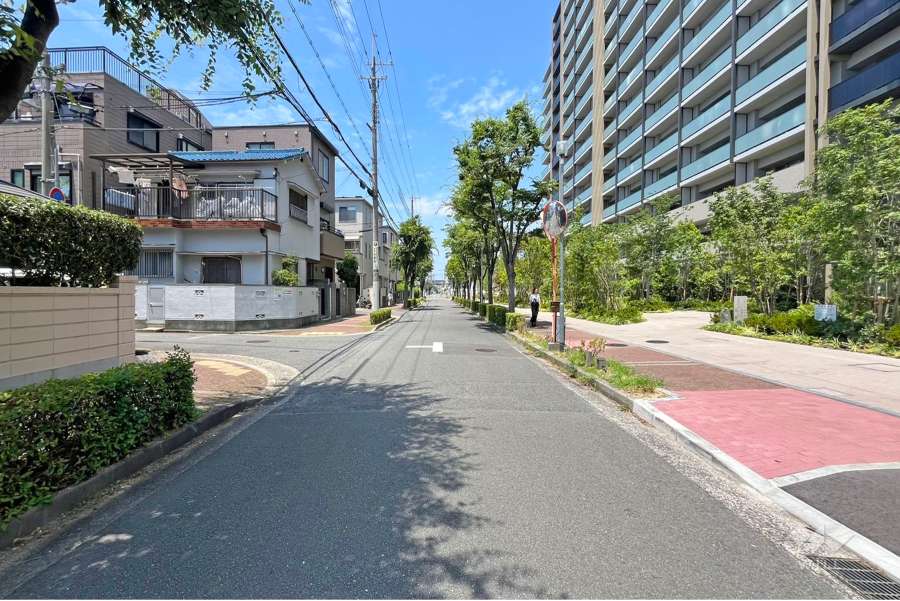 敷地西側の前面道路（南側から）