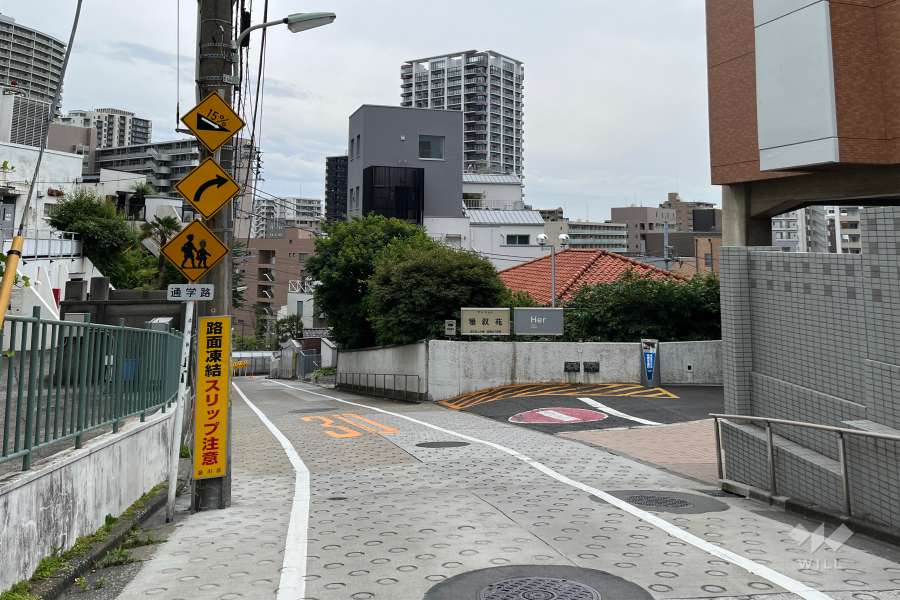 敷地の東側前面道路（北側から）