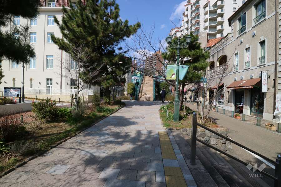 敷地南側の前面道路（花のみち）