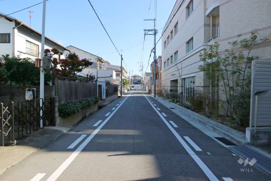 敷地北側の前面道路（北西側から）