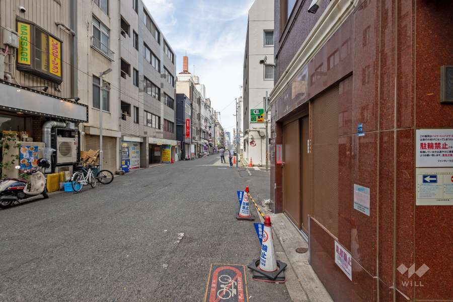 敷地西側の前面道路（南側から）