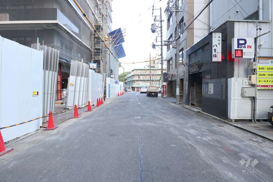 敷地南側の前面道路（西側から）