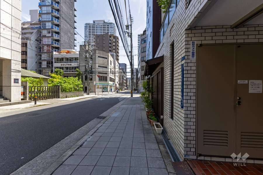 敷地南東側の前面道路（北東側から）