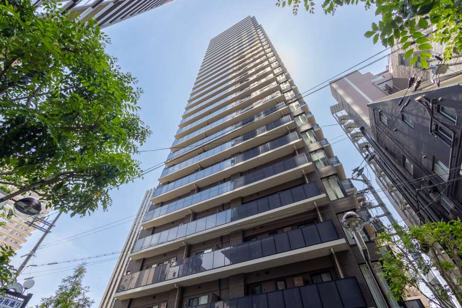 ブランズタワー・ウェリス心斎橋ＳＯＵＴＨの外観（北西側から）