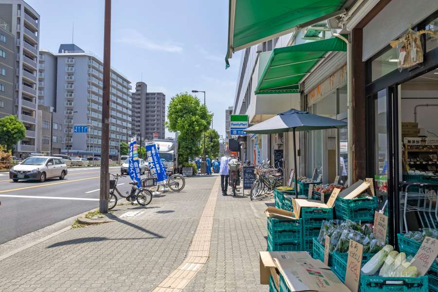 敷地東側の前面道路（北側から）