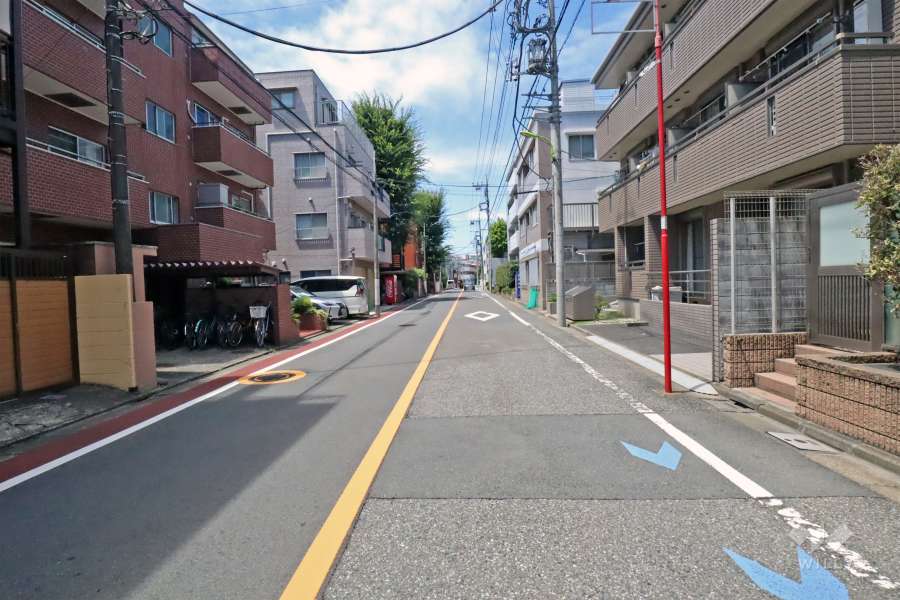 敷地北側の前面道路（西側から）