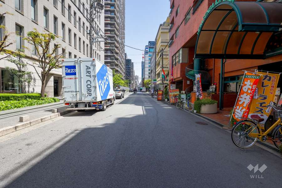 敷地北側の前面道路（西側から）