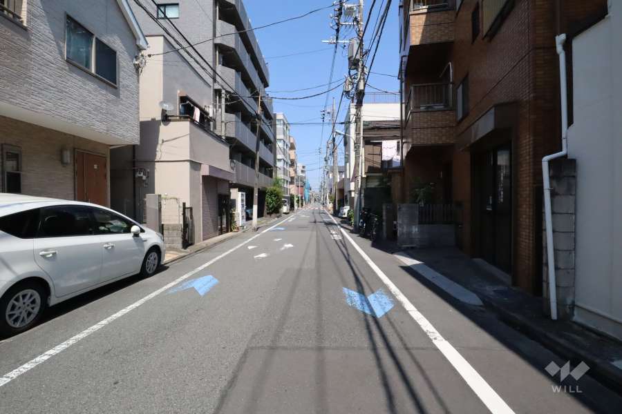 敷地南側の前面道路(西側から)