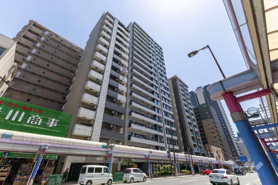 シャリエ松屋町タワーレジデンスの外観（北西側から）