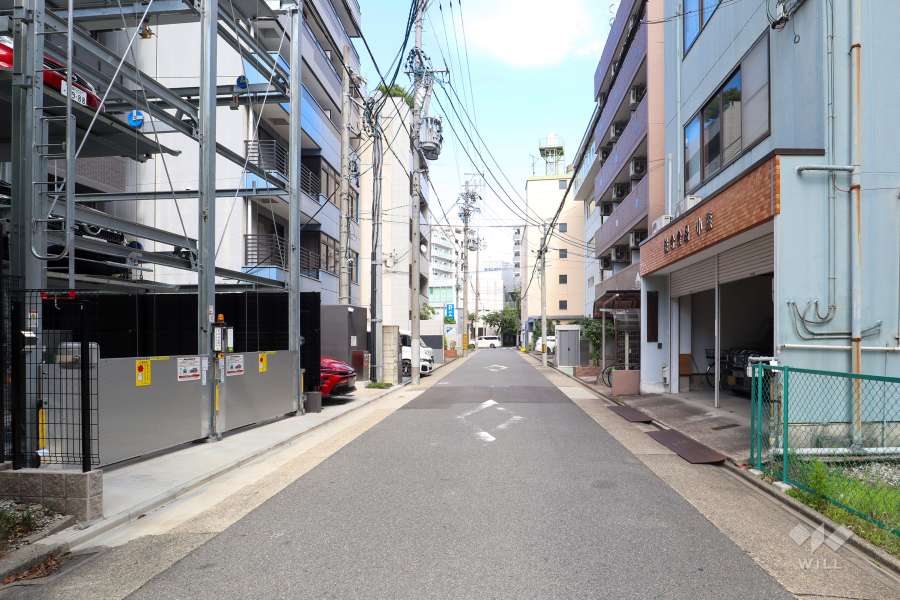 敷地南側の前面道路（西側から）