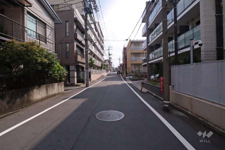 敷地北西側の前面道路(南西側から)