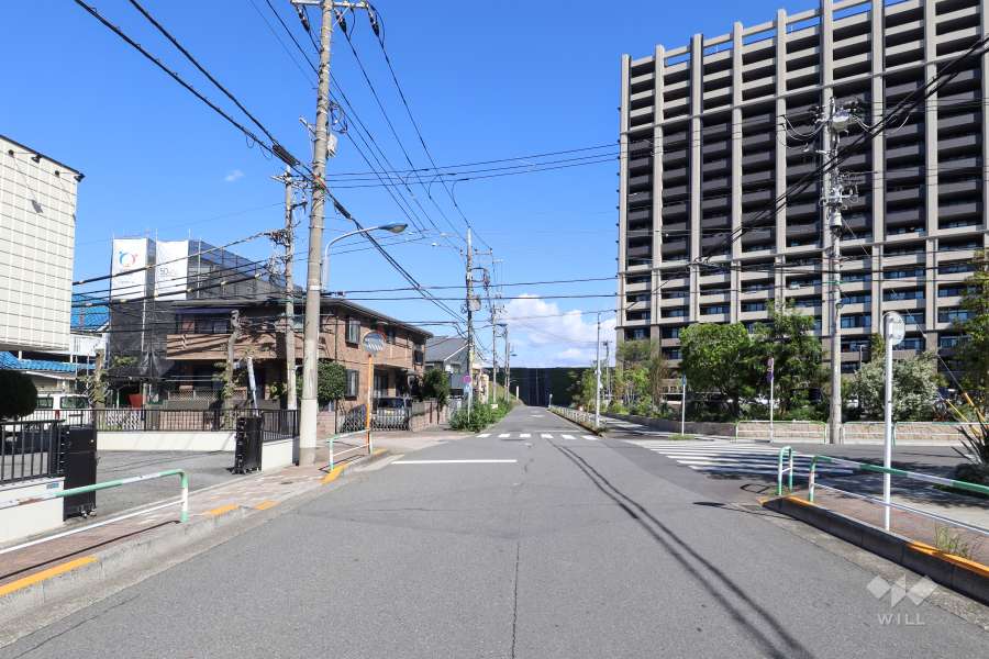 敷地北西側の前面道路(南西側から)